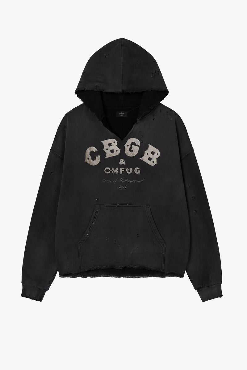 CBGB LOGO DISTRESSED HOODIE